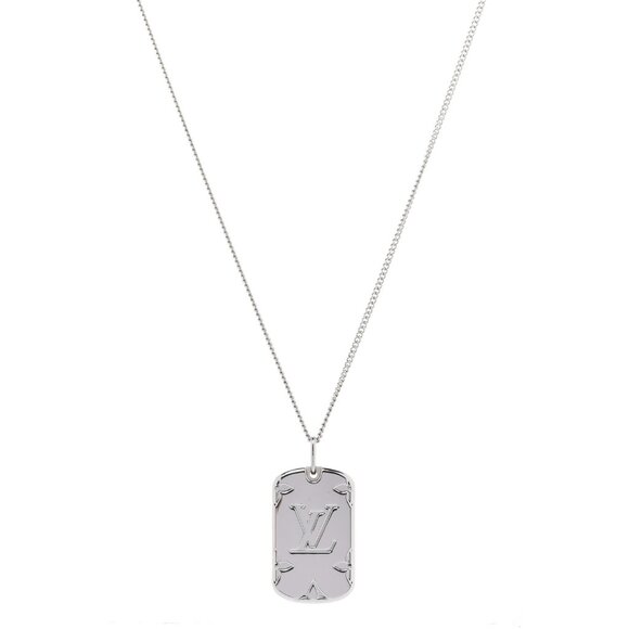 Louis Vuitton Locket Necklace Engraved Monogram Palladium - Picture 1 of 8